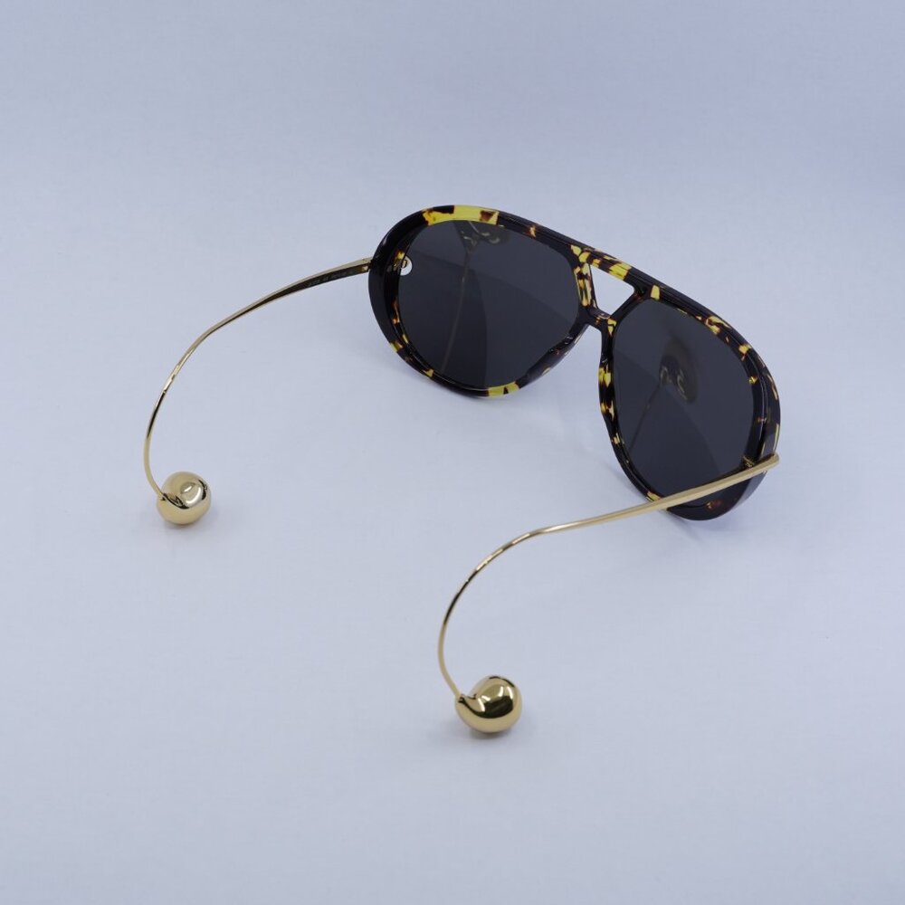 Bottega Veneta BV1273S 005 Sunglasses Havana Gold Geometric Frame, Grey Lenses - Picture 11 of 12